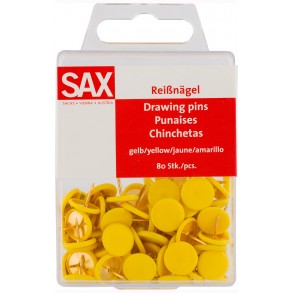 Πινέζες χρωματιστές Sax 811-05 80τμχ Κίτρινες