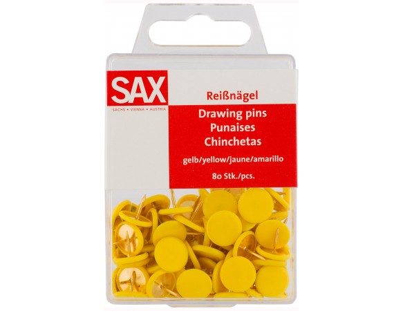 Πινέζες χρωματιστές Sax 811-05 80τμχ Κίτρινες