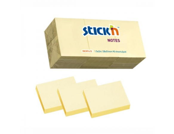 Χαρτιά Αυτοκόλλητα Stick'N Κίτρινο 38χ50 3T. 100Φ.