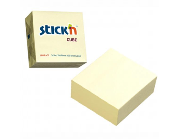 Χαρτάκια Σημειώσεων Stick'N Κύβος Κίτρινος 76χ76 400Φ