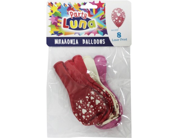 Μπαλόνια LUNA  8 τεμ. με καρδιές