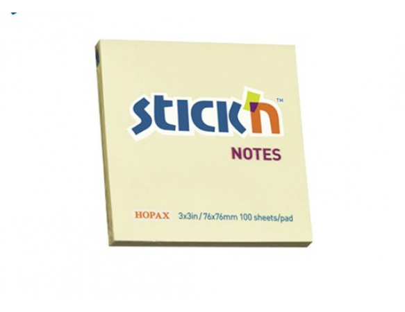 Χαρτιά Αυτοκόλλητα Stick'N Κίτρινο 76χ76 100Φ.