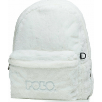 Polo Mini Fur Γυναικείο Υφασμάτινο Σακίδιο Πλάτης Λευκό