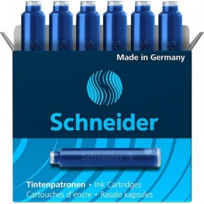 Αμπούλες πέννας μπλε μελάνι πακέτο 6 τεμαχίων Schneider