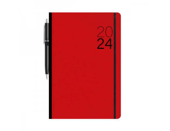 Ημερολόγιο 2024 ημερήσιο δεμένο Eco 14 x 21cm λάστιχο και στυλό