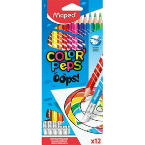 Ξυλομπογιές Maped Color'Peps Oops Σετ 12τμχ. Με Γόμα 