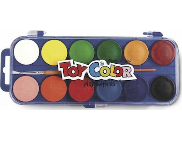 Νερομπογιές με Πινέλο Toy Color Σετ 12 Χρωμάτων