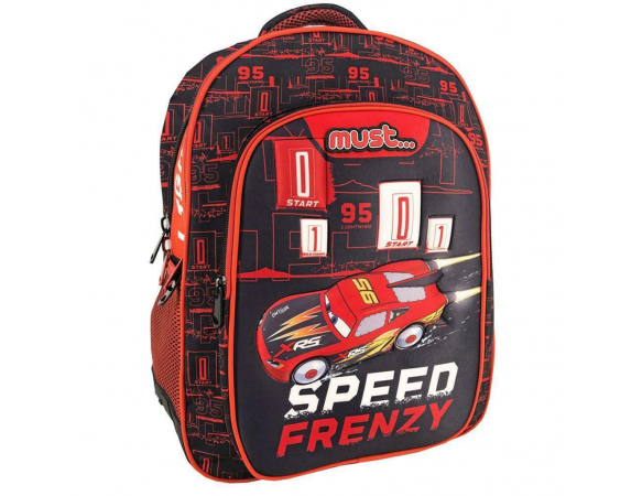 Σχολική Τσάντα Πλάτης Δημοτικού Must  Cars Speed Frenzy