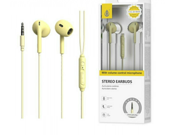 Ακουστικά Moveteck NC3189 In-ear Handsfree με Βύσμα 3.5mm Κίτρινο