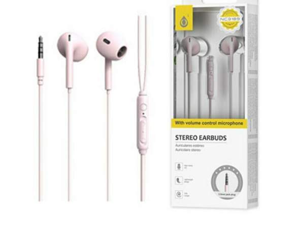 Ακουστικά Moveteck NC3189 In-ear Handsfree με Βύσμα 3.5mm Ροζ