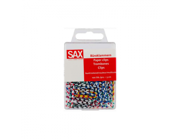 Συνδετήρες Sax 30mm Χρωματιστοί Ριγέ 100τμχ