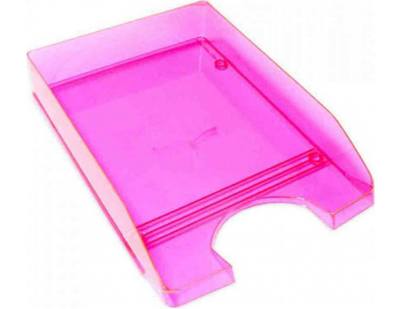 Δίσκος Γραφείου Metron Διάφανος Πλαστικός Fluo Ροζ 